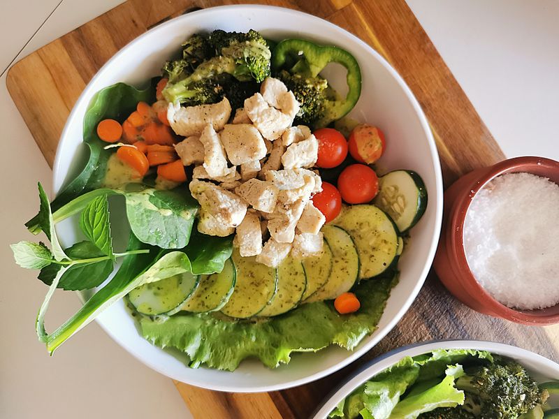 fresh garden salad with colorful vegetables